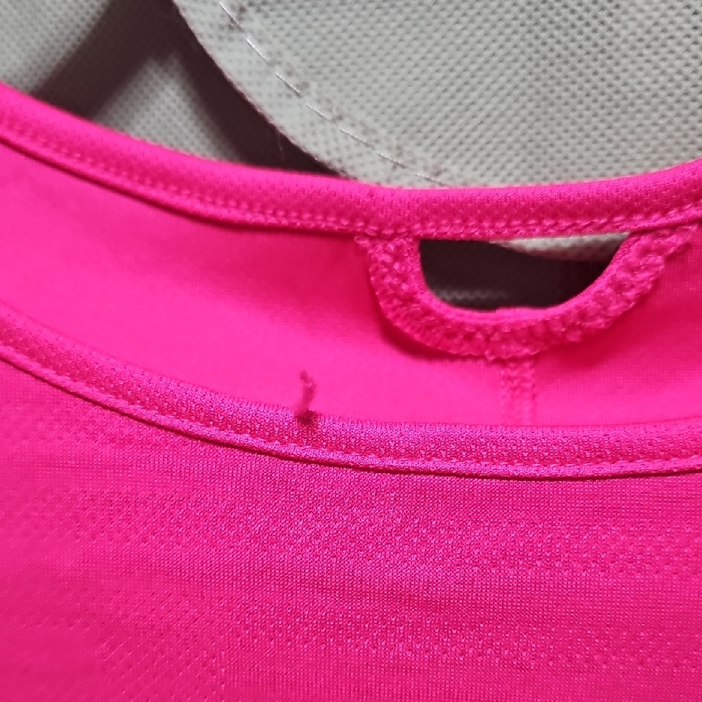 Adidas Hot Pink Sports Tee with Silver Stripes - Picture 4 of 6